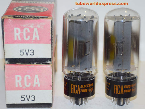 (!!) (Best Overall Pair) 5V3=5AU4 GE branded RCA NOS 1960 era (56-56/40 and 54-58/40)