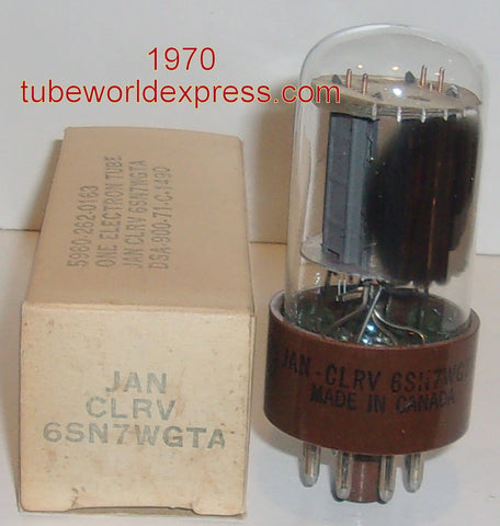 (!) JAN-CLRV-6SN7WGTA GE Canada brown base NOS 1970 (7/10ma)