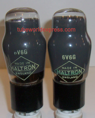 (!!!!) (BEST VALUE PAIR) 6V6G Mullard branded Haltron England NOS gray coated glass 1940's (43ma and 47.5ma)