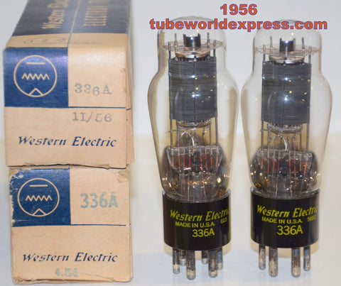 (!!!!!) (Recommended Pair) 336A Western Electric NOS 1956 (39ma and 42ma) (matched on Amplitrex)