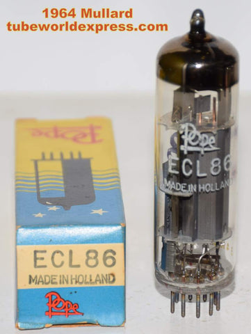 (!!) (BEST SINGLE) ECL86=6GW8 Mullard branded POPE NOS 1964 (1.2ma and 43ma)