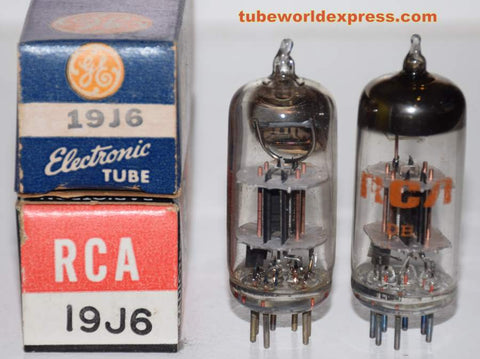 (!!!) (#2 19J6 Pair) 9J6 RCA NOS 1950's - 1960's same internal plate structure, different getter halo shape