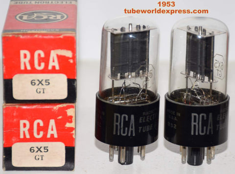 (!!!) (Best RCA Pair) 6X5GT RCA black plates NOS 1953 (51-54/40 and 51-54/40)