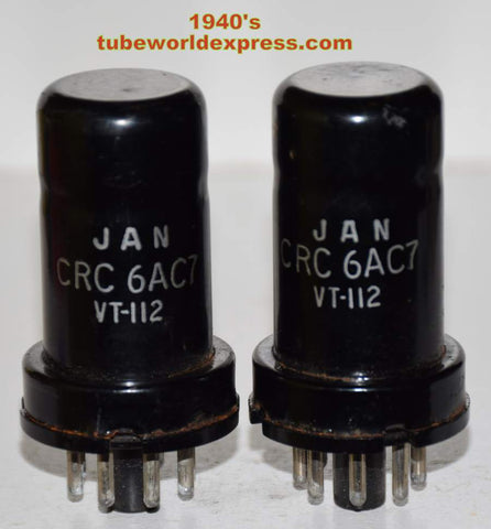 (!) (GOOD VALUE PAIR) JAN-CRC-6AC7=VT-112 US Brands 1941-1944 used/good (7.0/7.1ma)