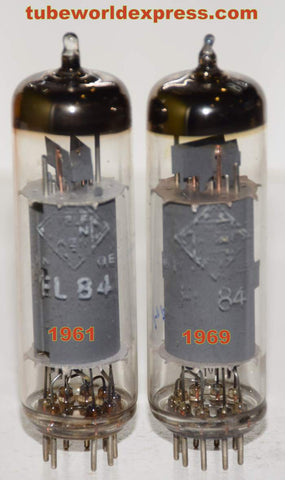 (!!!) (Recommended Pair) EL84 Telefunken Germany <> bottom used/test like new 1961 and 1969 (47ma and 48.5ma)