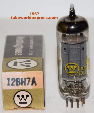 (!!!!) (Best Overall Single) 12BH7A Westinghouse gray ribbed plates NOS 1967 (10.6/10.8ma) (Same Gm) (similar to RCA)