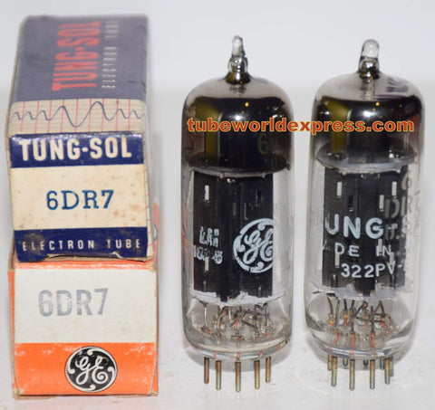 (!!) (2nd Best Pair) 6DR7 GE black plates NOS 1960's-1973 same build (1.6/1.7mA and 26/25mA)