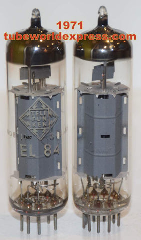 (!!!!) (Best Siemens Pair) EL84 Siemens Halske Germany used/test like new 1971 (48.2ma and 48.5ma) (High Gm)