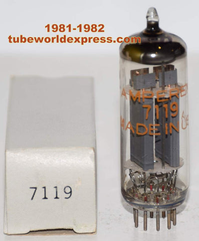 (slightly microphonic single) E182CC=7119 Amperex USA NOS 1981-1982 large 