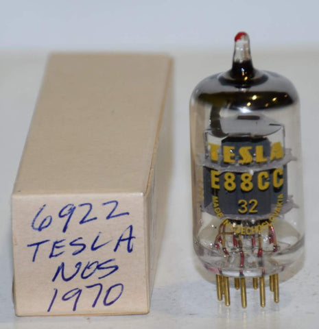 (!!!) (slightly microphonic) 6922=E88CC Tesla Czech Republic NOS 1970 (22/21ma)