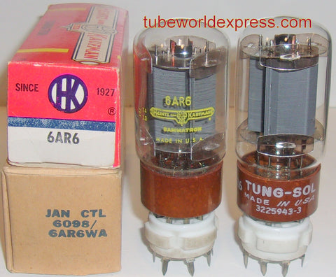 (!!!) (#2 6098 Pair) 6098=6AR6WA Tungsol NOS 1950's same build (74.5ma and 76.0ma)