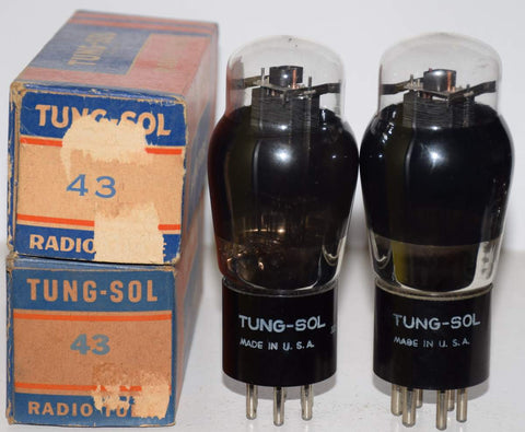 (!) (BEST PAIR) 43 Tungsol NOS 1947-1950 (84/58 and 85/58)