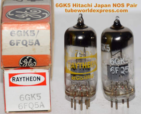 (!!) (Best Pair) 6GK5=6FQ5A Hitachi Japan rebranded Raytheon and GE NOS 1970 era (9.6/10ma)