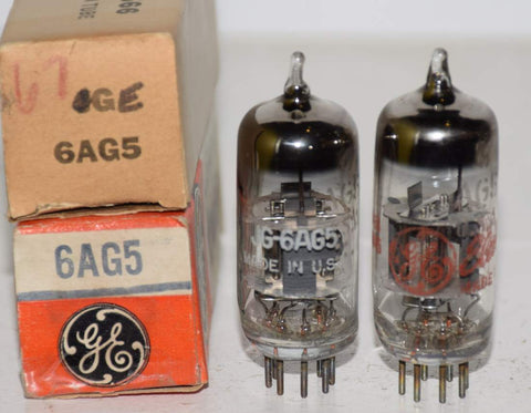 (!) (PAIR) 6AG5 GE NOS 1961-1964 (6.7ma and 7ma)