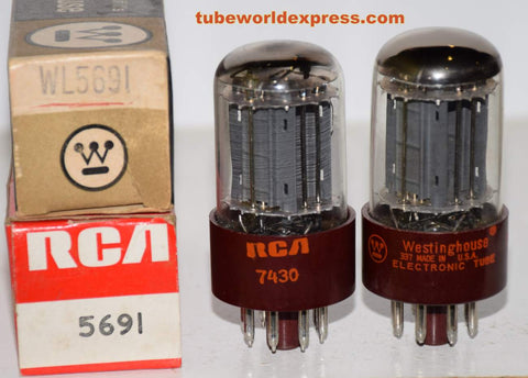 (!!!) (Recommended Pair) 5691 RCA red base gray plates 1968-1974 (2.2/2.4ma and 2.1/2.3ma)