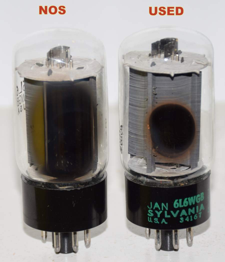 (!!!!) (Good Value Pair) 6L6WGB=5881 Sylvania and Philips JAN black base  1979-1986 (72ma and 73.4ma)