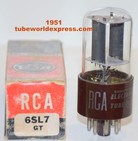 (!) 6SL7GT RCA burgundy base NOS 1951 (1.7/1.8ma)