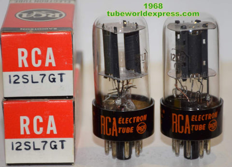 (!!!) (Recommended GE Pair) 12SL7GT RCA black plates NOS 1969 (2.0/2.1ma and 2.1/2.1ma) 1% matched