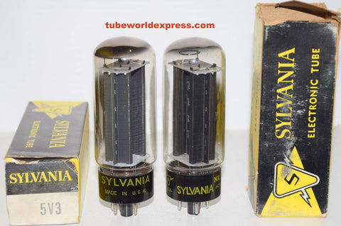 (!!) (Recommended Pair) 5V3=5AU4 Sylvania NOS 1960's (54-54/40 and 54-56/40)