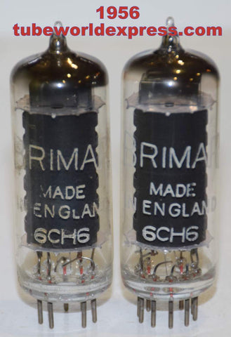 (Recommended Pair) 6CH6=EL821 Brimar UK like new 1956 (35ma and 35.2ma)