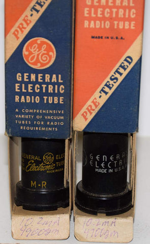 (!!) (Best Pair) 6SH7 GE metal can NOS 1942-1945 (10.2ma and 10.2ma)