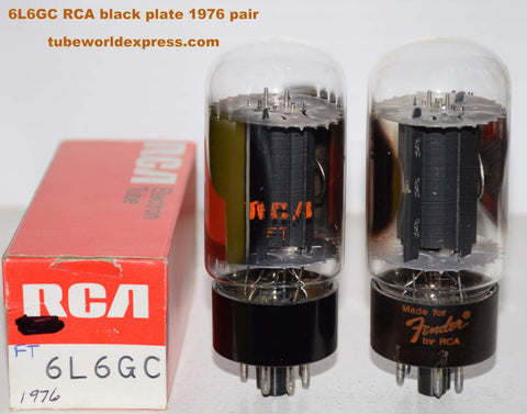 (!!!!!) (Recommended Pair) 6L6GC RCA black plate NOS and used/good 1976 same build (72.5ma and 76.5ma) (close Gm) (Fender)