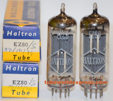(!) (BEST VALUE PAIR) 6V4=EZ80 Haltron by Tungsram Hungary NOS 1960's (58-60/40 and 59-60/40) 1-2% section balance
