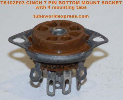7 pin CINCH TS102P03 brown phenolic bottom chassis mount NOS (0 in stock)