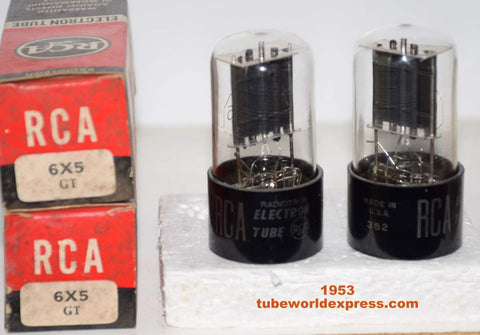(!!!) (Best RCA Pair) 6X5GT RCA black plates NOS 1953 (50-54/40 and 50-53/40)