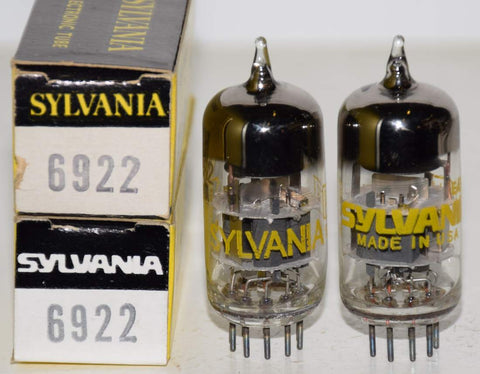 (!!!!) (Recommended Pair) 6922 Sylvania NOS 1960's-1970 era (10/12.2ma and 10.5/12ma)