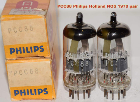 (!!!!!) (Recommended Pair) PCC88=7DJ8 Philips Holland NOS 1973 (11.5/11.0ma and 11.5/12ma) (Similar sound to 6DJ8 Holland) (sweet sound)