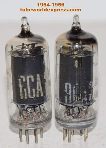 (!) (USED PAIR 1950's) 6BA6 RCA black plates used/test like new 1950's (10.6ma and 10.8ma)