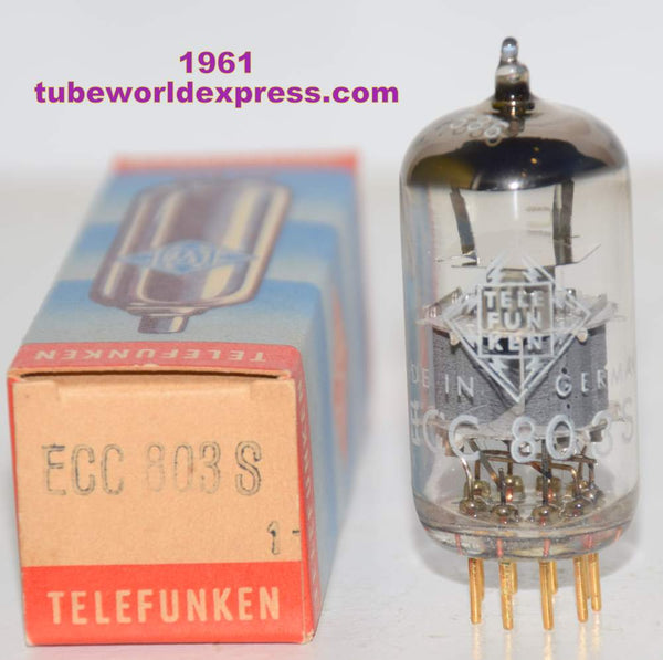 ECC803S=12AX7 Telefunken Germany <> bottom NOS Gold Pins 1961