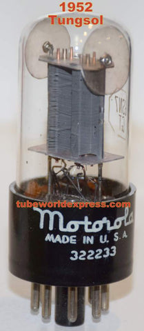 6SN7GT Tungsol branded MOTOROLA parallel gray plates used 1952 (5.2/6.6ma)