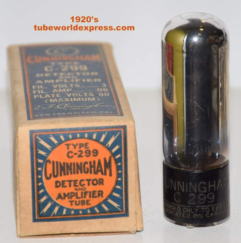 (!!!) (Recommended Single) C-299=UV-99 Cunningham NOS 1920's with tube data sheet (2.4ma) (highest Ma) (UV have small pins) (strong Gm)