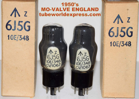 (!!!!) (Best Overall Pair) CV1067=6J5G GEC (M-O Valve) UK coated glass NOS 1950's (8.8ma and 8.8ma) 1% matched