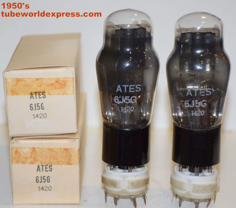 (!!!!) (Best Pair) 6J5G ATES ITALY round black plate NOS 1950's (8.8ma and 8.8ma) 1-2% matched