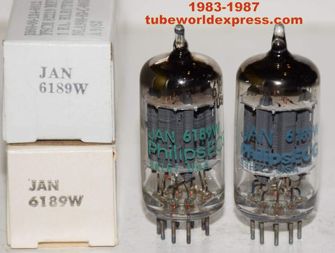 (!!) (Best Value Pair) 6189W Philips ECG NOS by Sylvania 1983-1987 (8/10ma and 8.6/10ma)