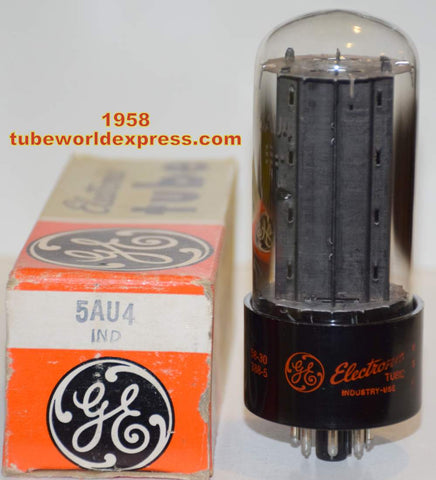 5AU4=5V3 GE FAT BASE large black plates NOS 1958 (52/40 and 54/40)