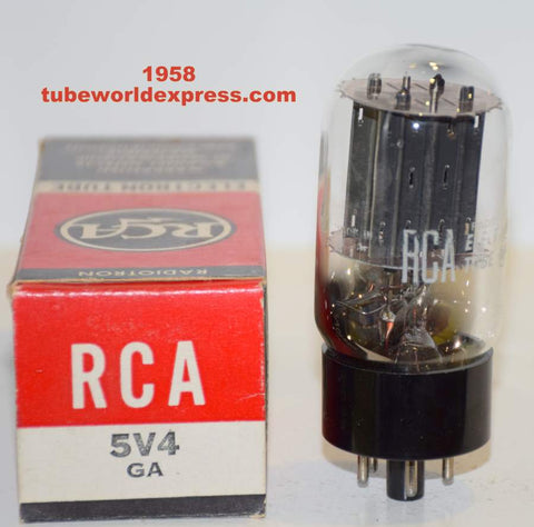 (!!!) (Best Single) 5V4GA RCA black plates NOS 1958 slightly tilted glass (62/40 and 62/40)