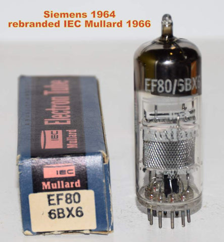 EF80 Siemens Germany 1964 rebranded IEC Mullard 1966 NOS (6.7ma)