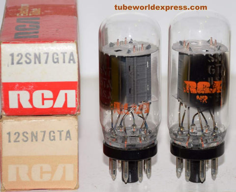 (!!!) (Recommended Pair) 12SN7GTA GE branded RCA coin-base NOS 1970's - 1980 (9.2/9.4ma and 9.0/9.2ma)