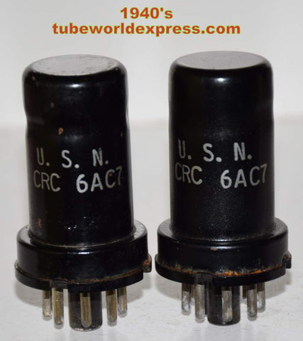 (!) (Recommended Pair) USN-CRC-6AC7 RCA mid-1940's used/test like new (10.6/11.0ma)
