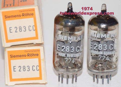 (!!!) (Recommended Pair) E283CC Siemens Germany NOS original boxes 1974 (1.1/1.2ma and 1.2/1.3ma Gm=1500/1600 and 1600/1700)