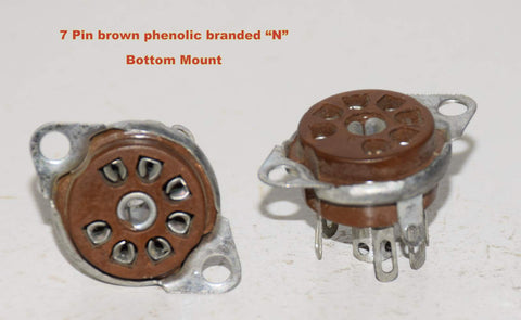 7 pin brown phenolic bottom chassis mount NOS branded 