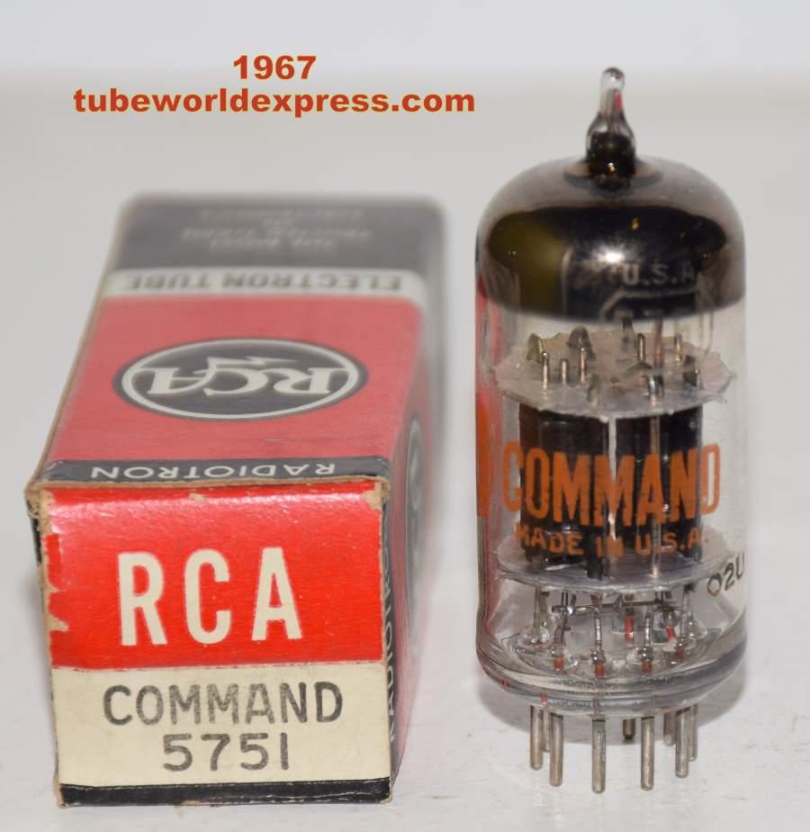 (!!!!) (Recommended Single) 5751 RCA COMMAND SERIES black plates NOS 1967  (1.8/2.5ma) (same Gm)