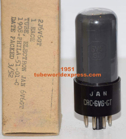 (!!!) JAN-CRC-6V6GT RCA black plate NOS coated glass 1951 (40ma)