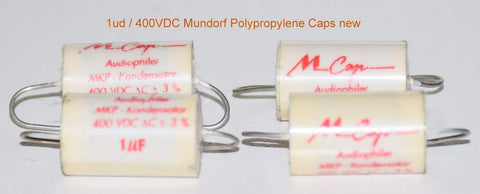 1uf / 400VDC Mundorf Germany polypropylene caps NOS (4 in stock)