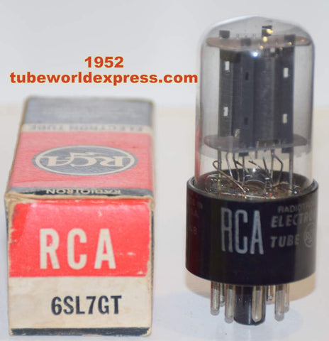 (!!) (slightly microphonic) 6SL7GT RCA NOS black plates gray coated glass 1952 (2.8/2.8ma) 1% section balance