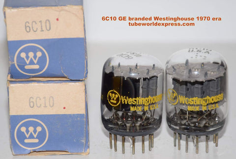 (!!!!!) (Recommended Pair) 6C10 GE rebranded Westinghouse NOS 1970 era (Ampeg / Fender) (1.3ma/1.4ma/1.2ma) and (1.3ma/1.2ma/1.1ma)